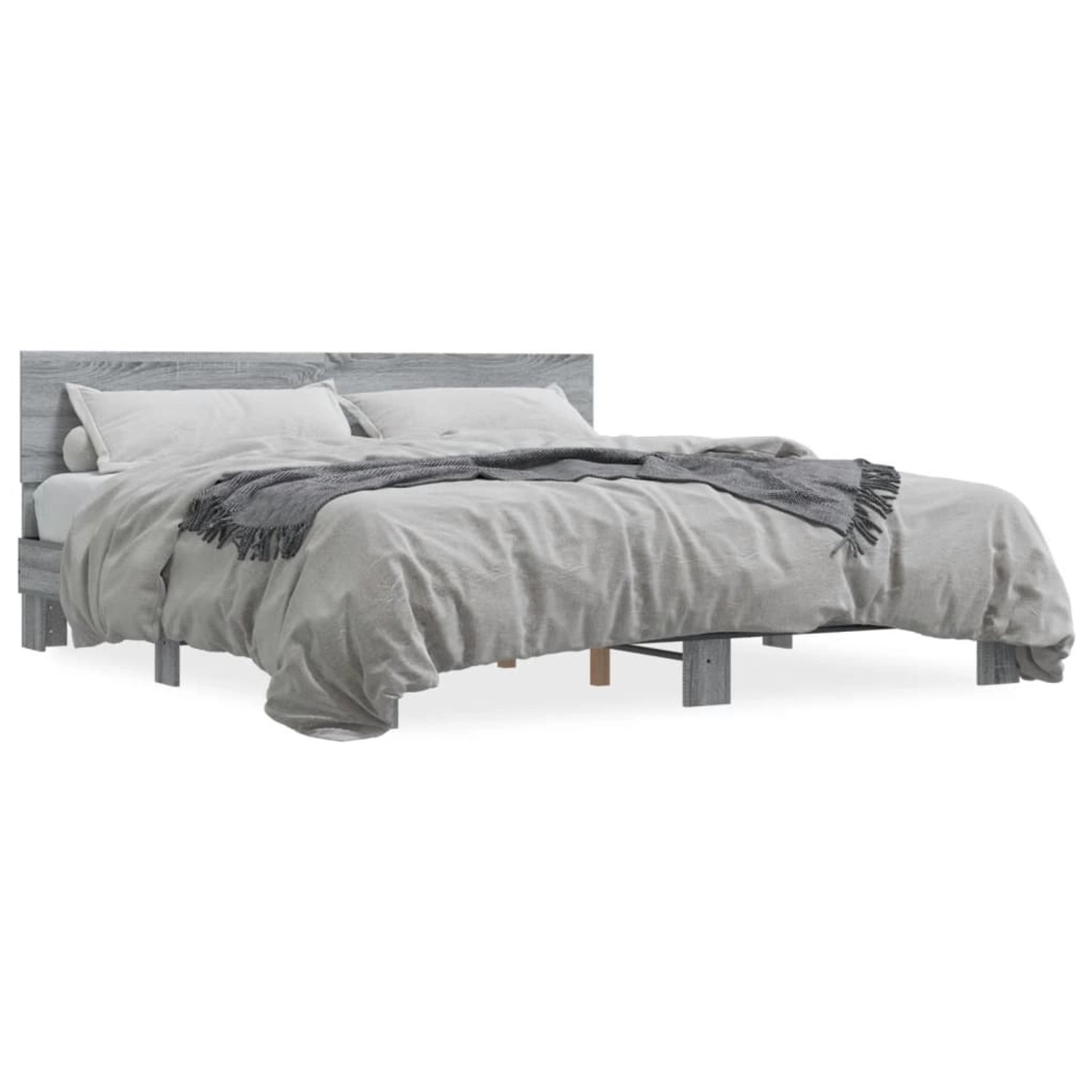 vidaXL Bettgestell Grau Sonoma 200x200 cm Holzwerkstoff und Metall 3280175 günstig online kaufen