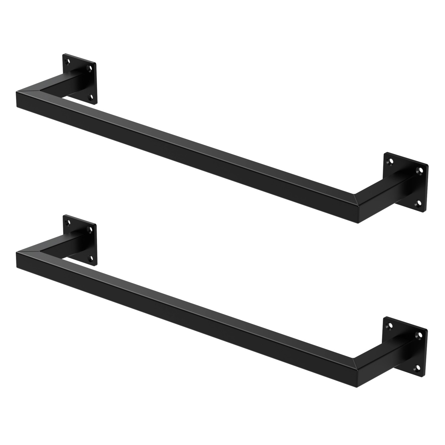 ML-Design 2Er Set Kleiderstange Rechteck für die Wand 12x60 cm Schwarz aus Stahl