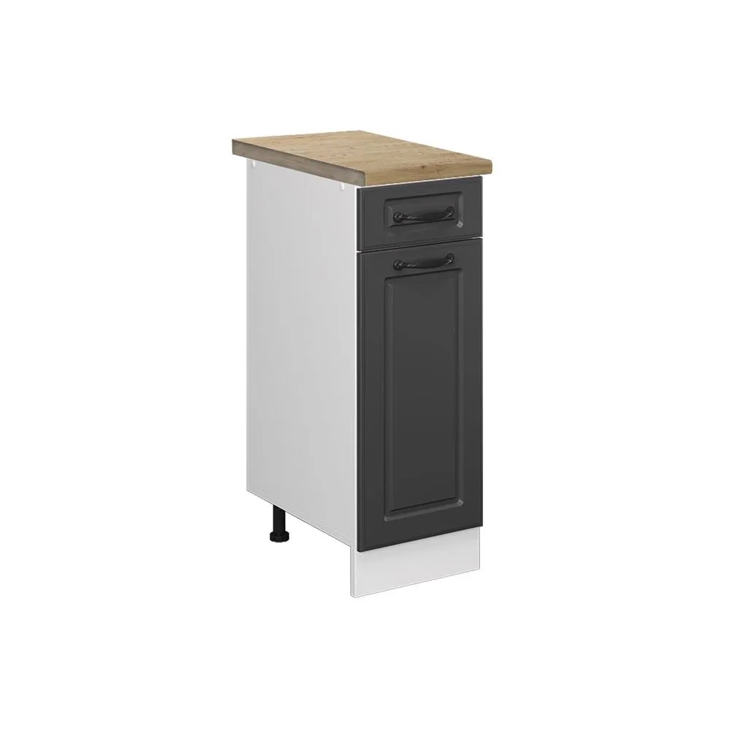Vicco Küchenunterschrank R-Line Anthrazit Landhaus Weiß 30 cm AP Eiche