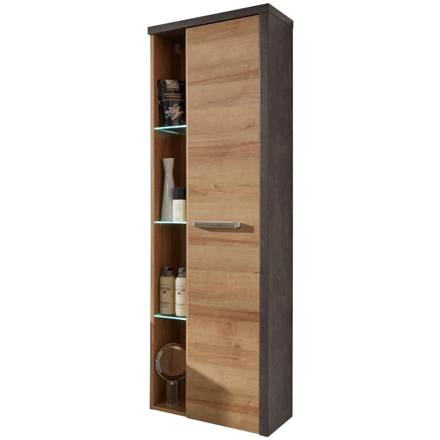 Trendteam Bad-Hängeschrank Eiche Riviera Honig, 48 cm breit, mit Softclose-Türen.