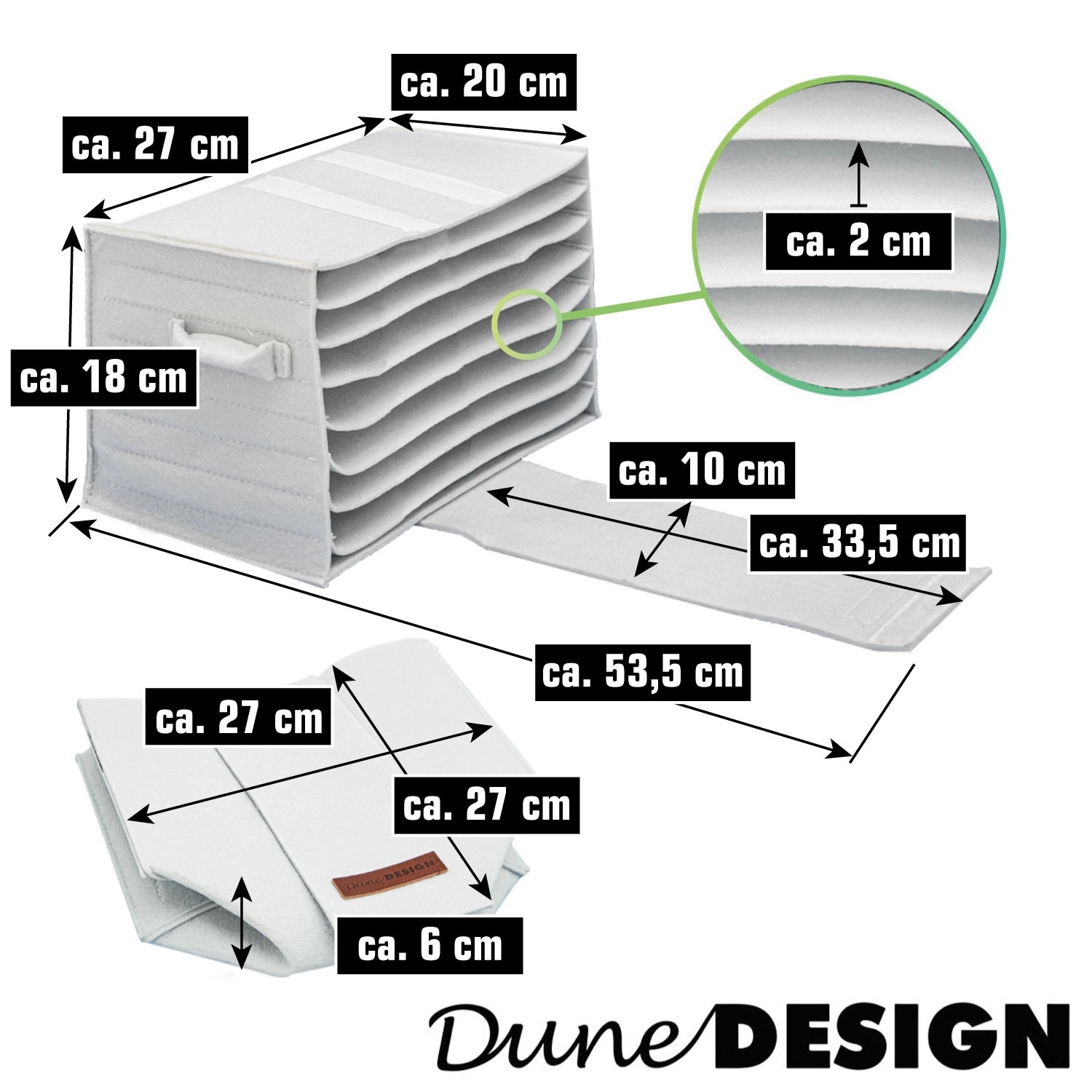 DuneDesign 2er Set Filz Teller- und Tassenhalter in Grau für Camping & Freizeit.