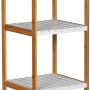 Bambusregal mit 5 Ablagen, 34x33x140cm, für Bad und Wohnraum.