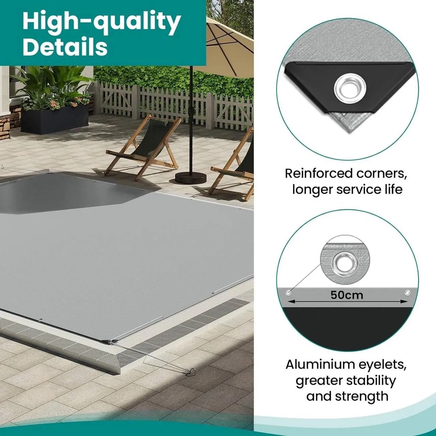 WOLTU Abdeckplane, grau-schwarz, 3x6m, zum Schutz von Pool oder Gartenmöbel.