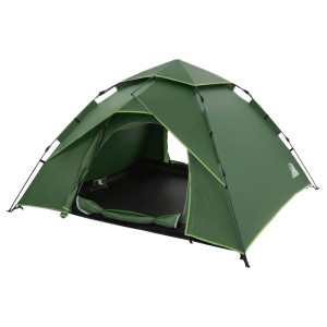 Grünes Pop-Up Campingzelt für 3-4 Personen, schnell aufgebaut. Wasserdichtes Familienzelt für Outdoor & Festival.