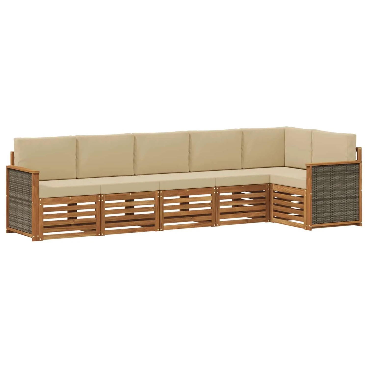 vidaXL Ecksofa Set 5 Stk Natur Massives Akazienholz und Polyester 3384409