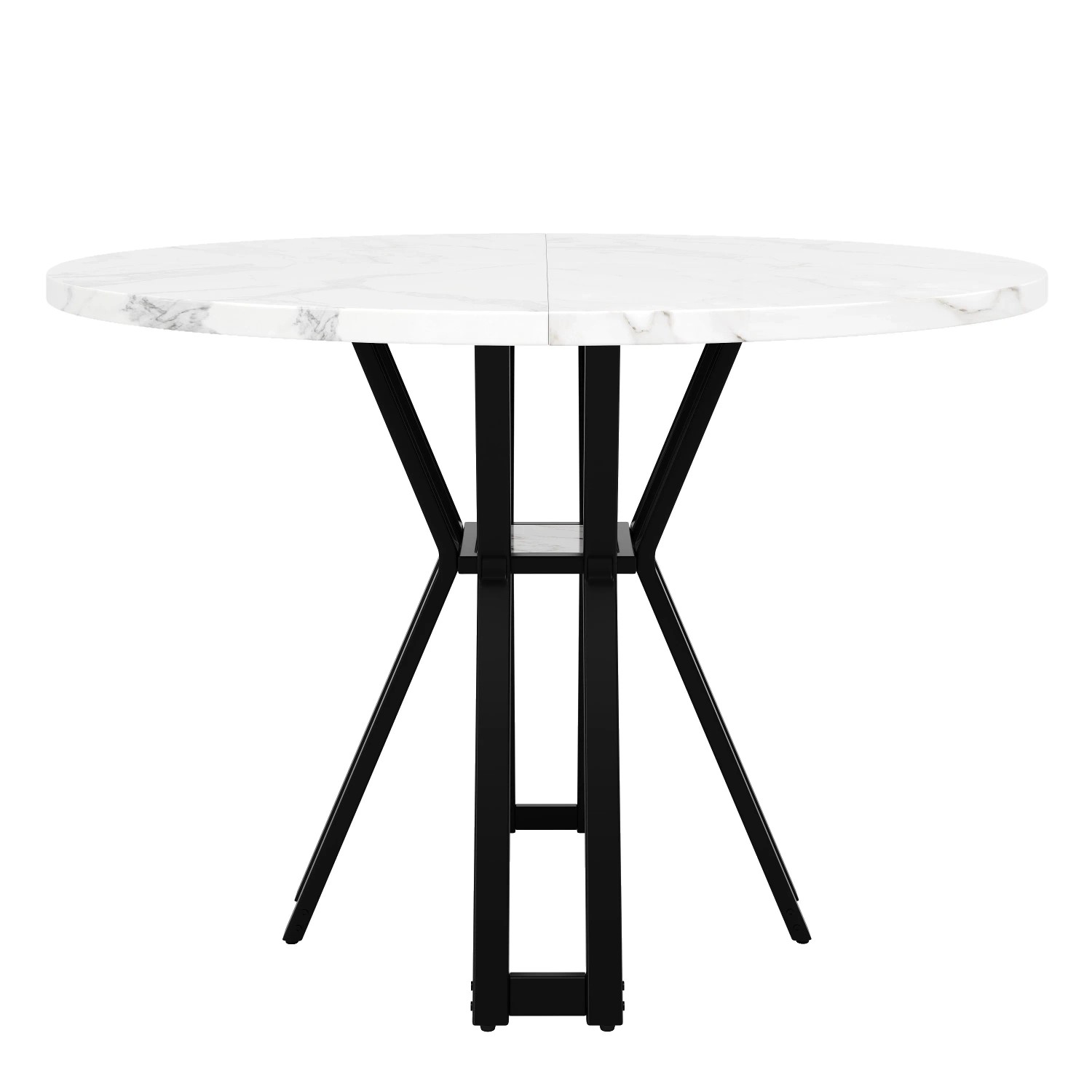 Merax Runder Esstisch 100x100x76cm  MDF Marmoroptik  Metallgestell Schwarz
