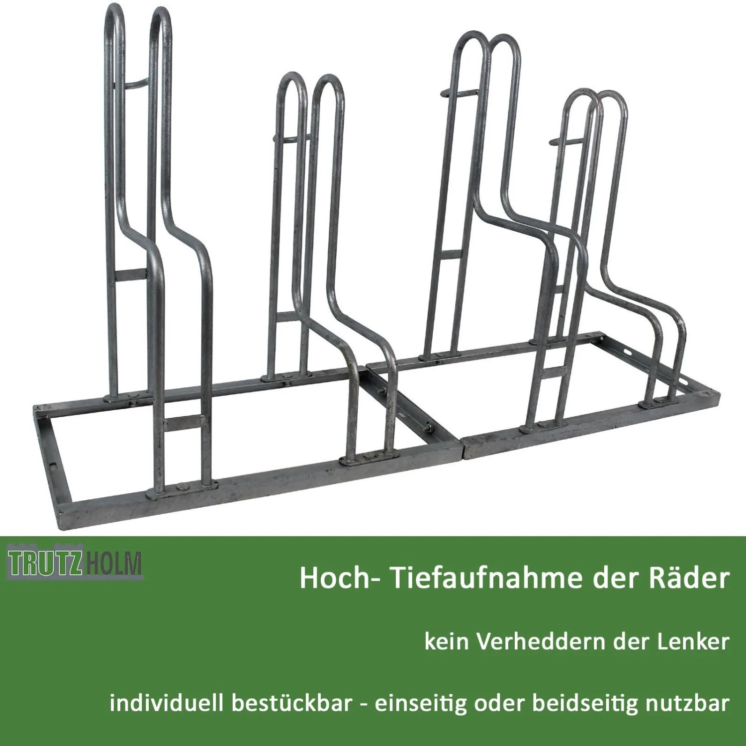 TRUTZHOLM Fahrradständer für 4 Fahrräder Höhenversetzt 140 x 75,5 cm Stahl günstig online kaufen