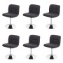 6er-Set: Dunkelgraue MCW Esszimmerstühle Cadiz mit Chromfuß, drehbar und bequem gepolstert.