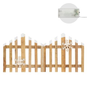 Dekorativer Holz-Zaun mit LEDs, warmweiß, 77x38cm, ideal als Weihnachtsdekoration.