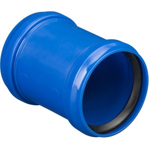 Blaue Marley HT Silent Überschiebmuffe DN 110 für Abwasserrohre.