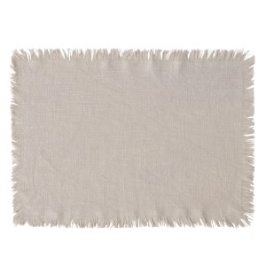 Beige-weißes Boltze Home Tischset Lenea mit Fransen, 38x52cm, aus Baumwolle.