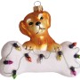 Weihnachtsornament: Hund mit Knochen und Lichterkette, 10cm, Krebs Glas Lauscha