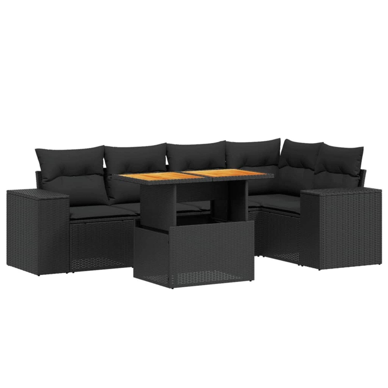 vidaXL 6-Tlg Garten-Sofagarnitur mit Kissen Schwarz Poly Rattan 3272623 günstig online kaufen