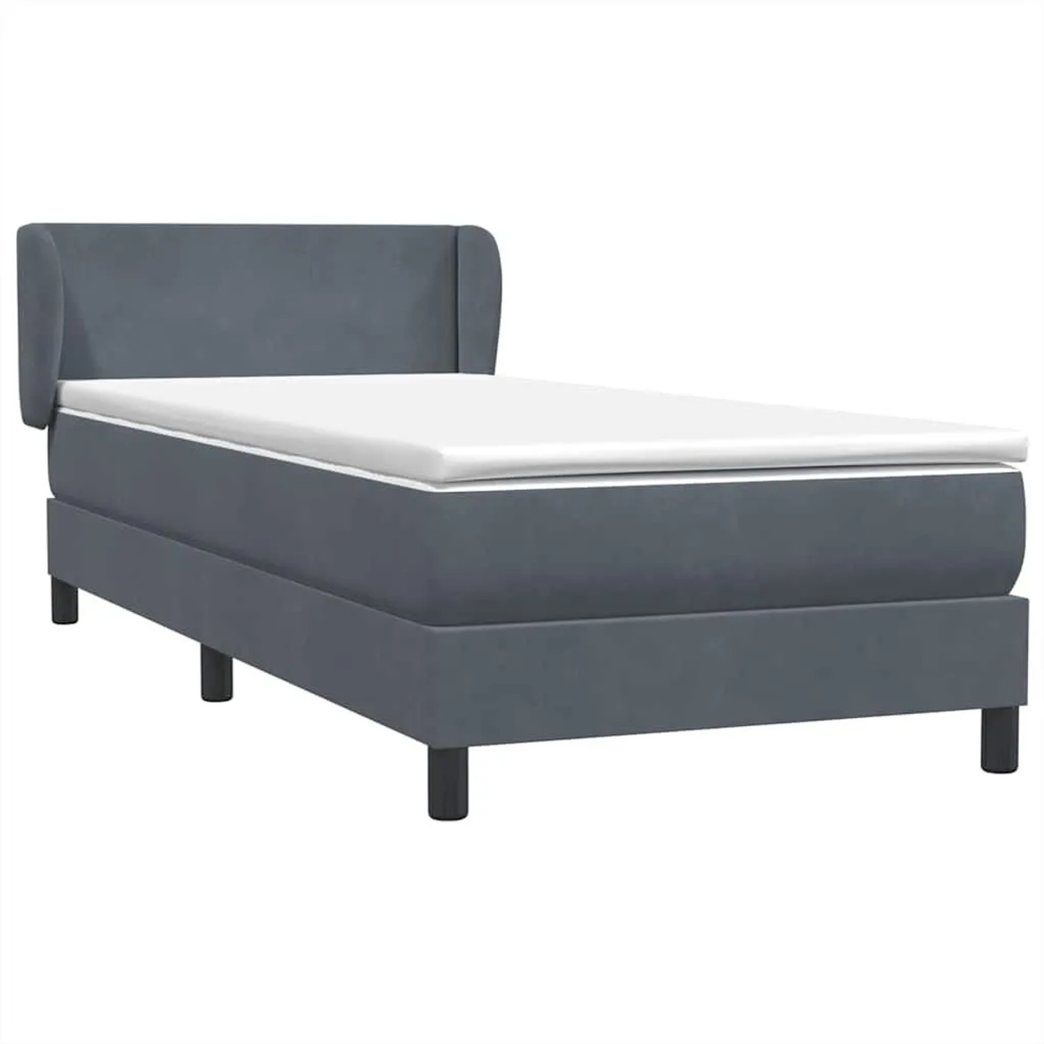 vidaXL Boxspringbett mit Matratze Dunkelgrau 80x220 cm Samt 3317380 günstig online kaufen