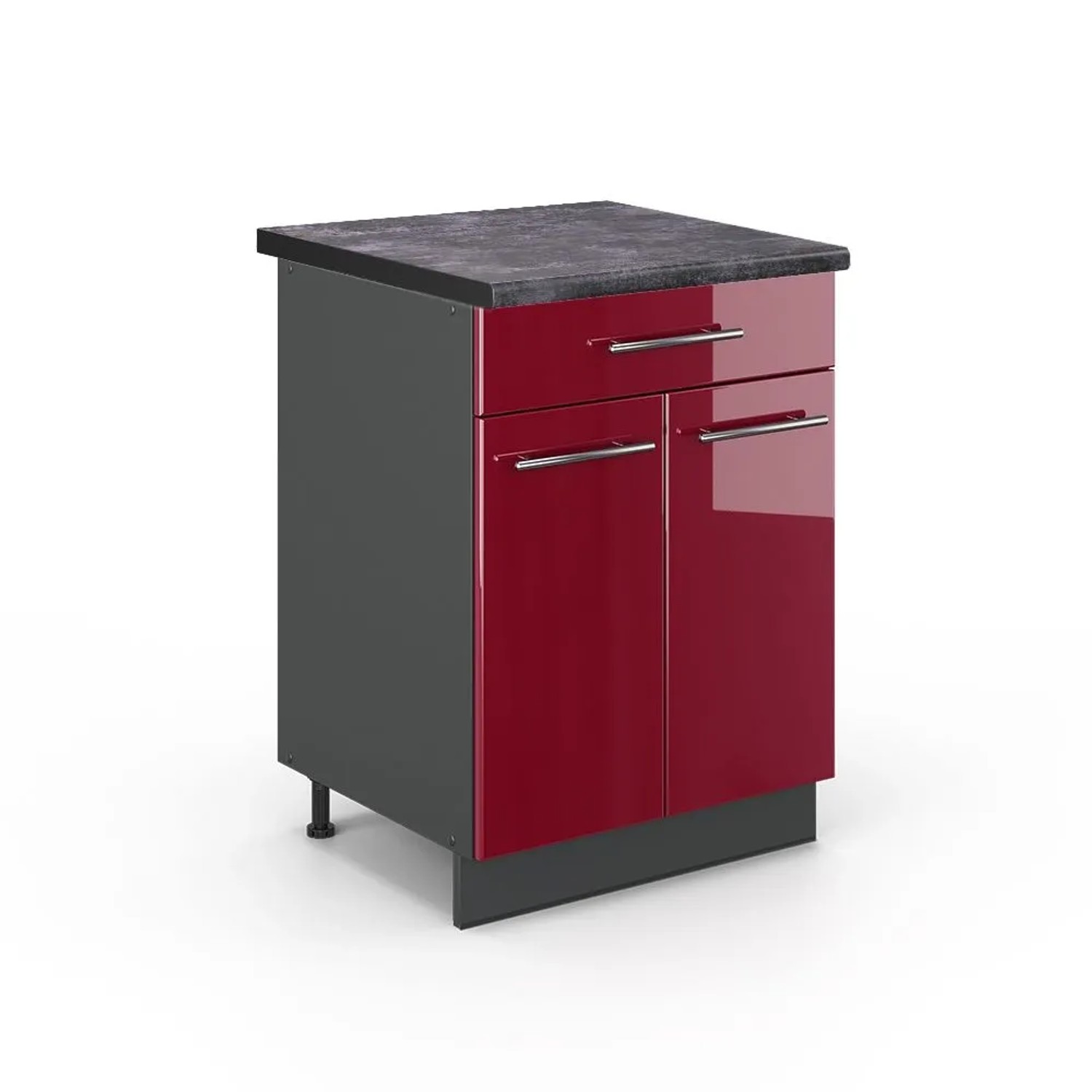Vicco Küchenunterschrank Fame-Line Bordeaux Hochglanz Anthrazit 60 cm mit Schublade AP Anthrazit