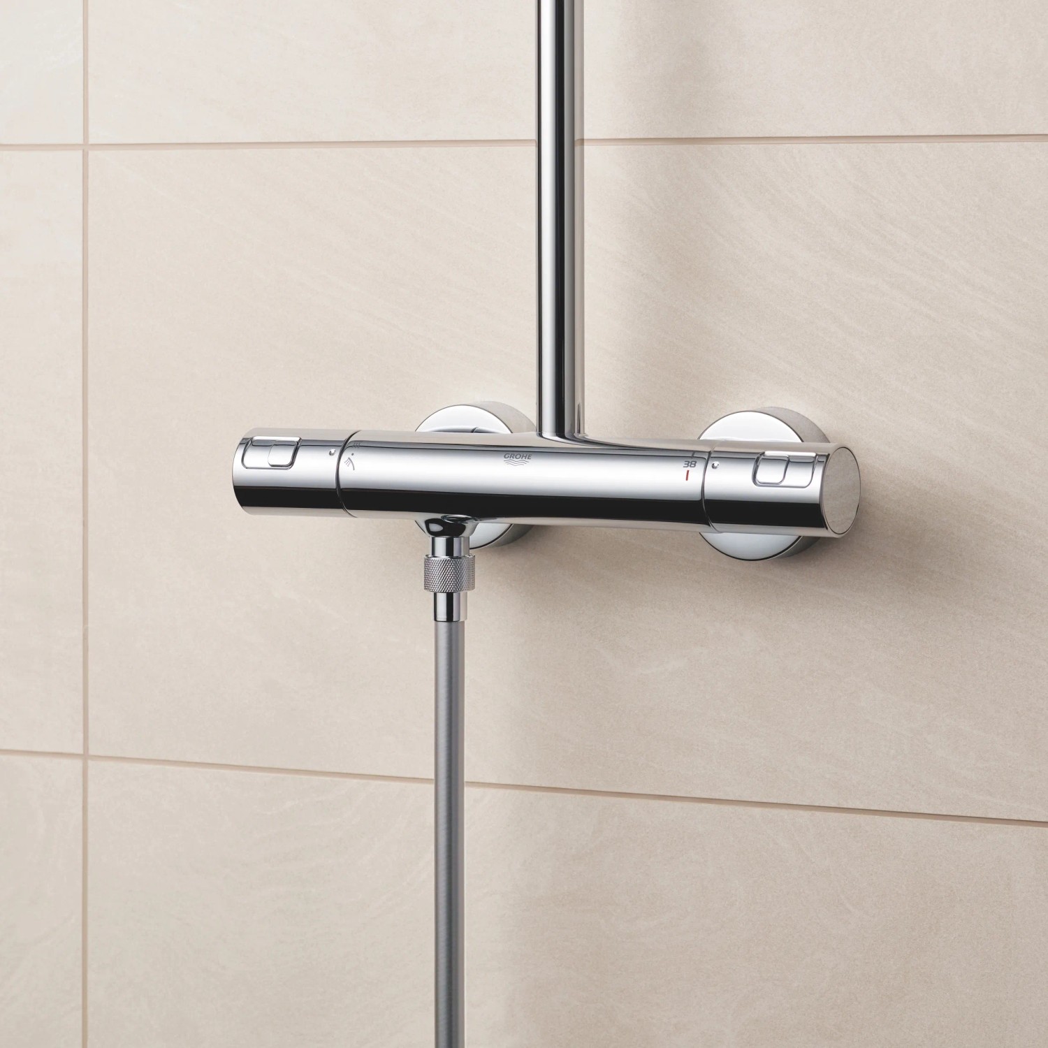 Grohe QuickFix Duschsystem Vitalio Start 250 mit Thermostat für Wandmontage.