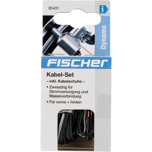 Fischer Kabel-Set mit Kabelschuh für Fahrradbeleuchtung, zweiadrig für Scheinwerfer und Rücklicht.