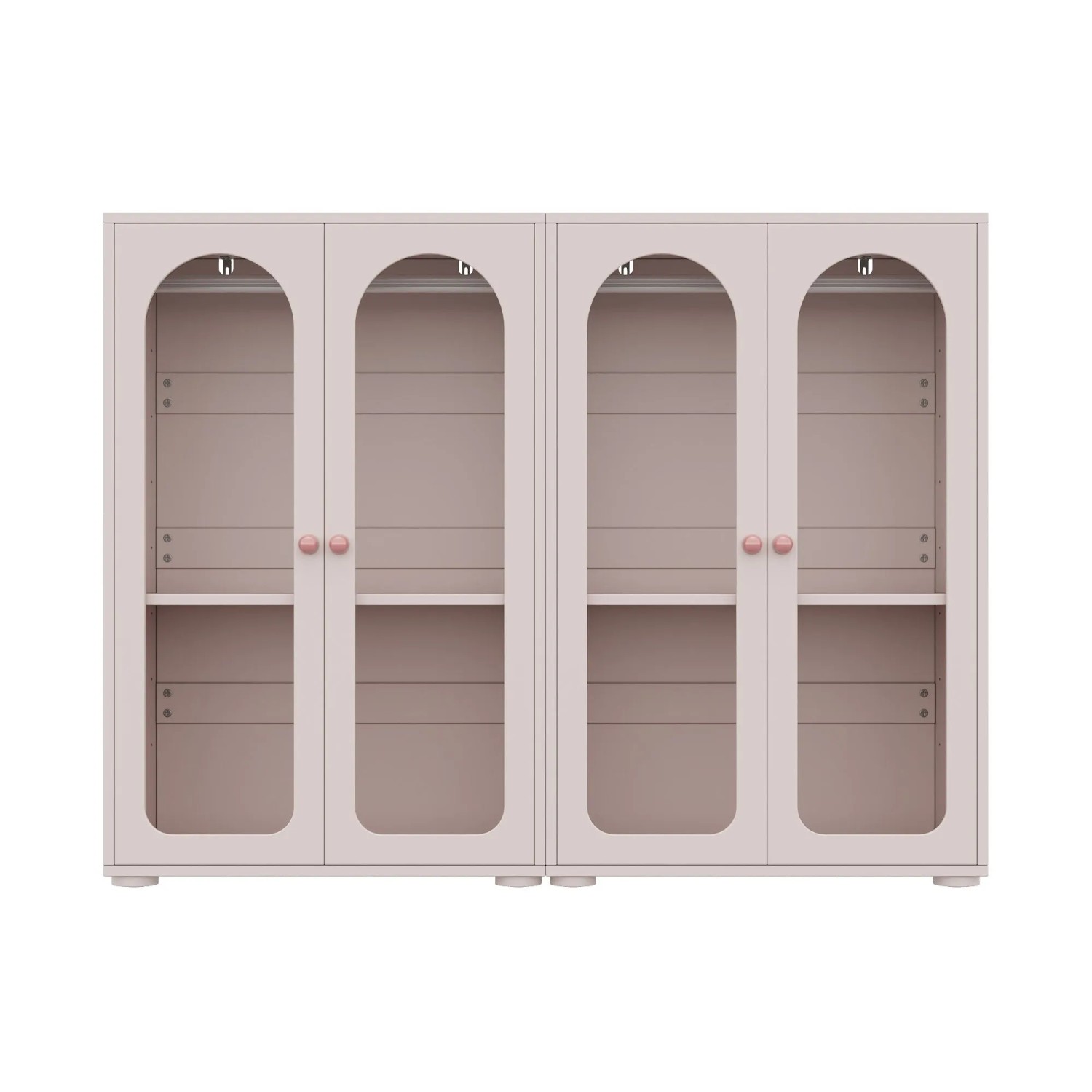 Merax Kinderkleiderschrank 160x50x120 cm Babyrosa Acryl Türen 2er Set