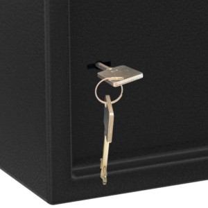 Basi Möbeltresor MT 200 mit Doppelbartschloss, Stahl Anthrazit, Schlüssel steckt im Schloss.