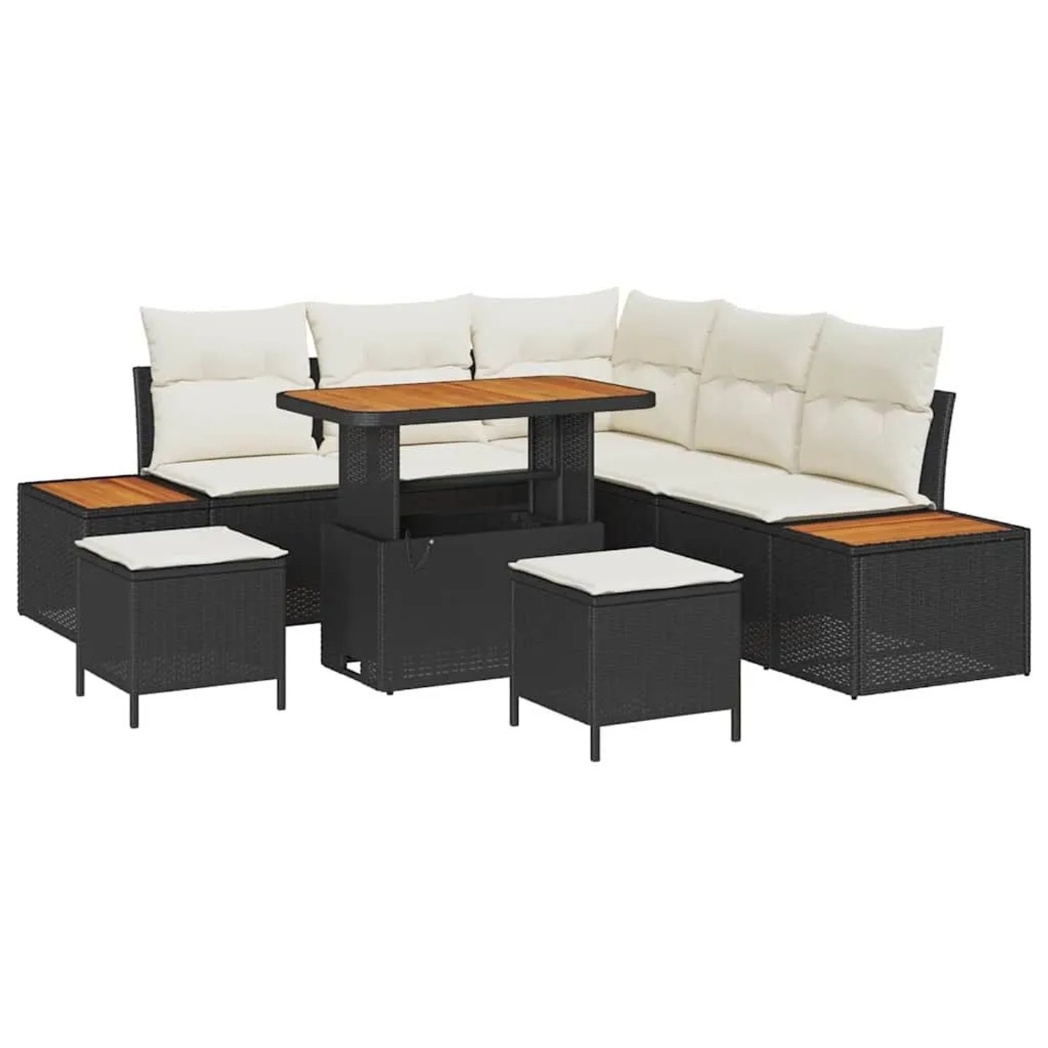 vidaXL Gartensofa-Set mit Kissen 8 Stk Schwarz Poly Rattan 3364865