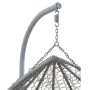 Grauer Polyrattan Hängesessel Cayambe: Aufhängung mit Metallgestell, Kette und Feder.