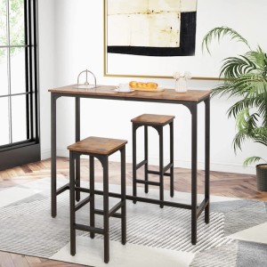 Costway 2er Set Barhocker mit Fußstütze für Bistro Bis 150 kg Vintage