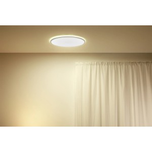 Weiße, runde WiZ LED-Deckenleuchte SuperSlim mit tunable white Funktion, Durchmesser 55cm.