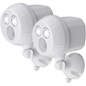 2er-Pack Mr. Beams LED-Außenstrahler MB380, batteriebetrieben, mit Bewegungsmelder, weiß.