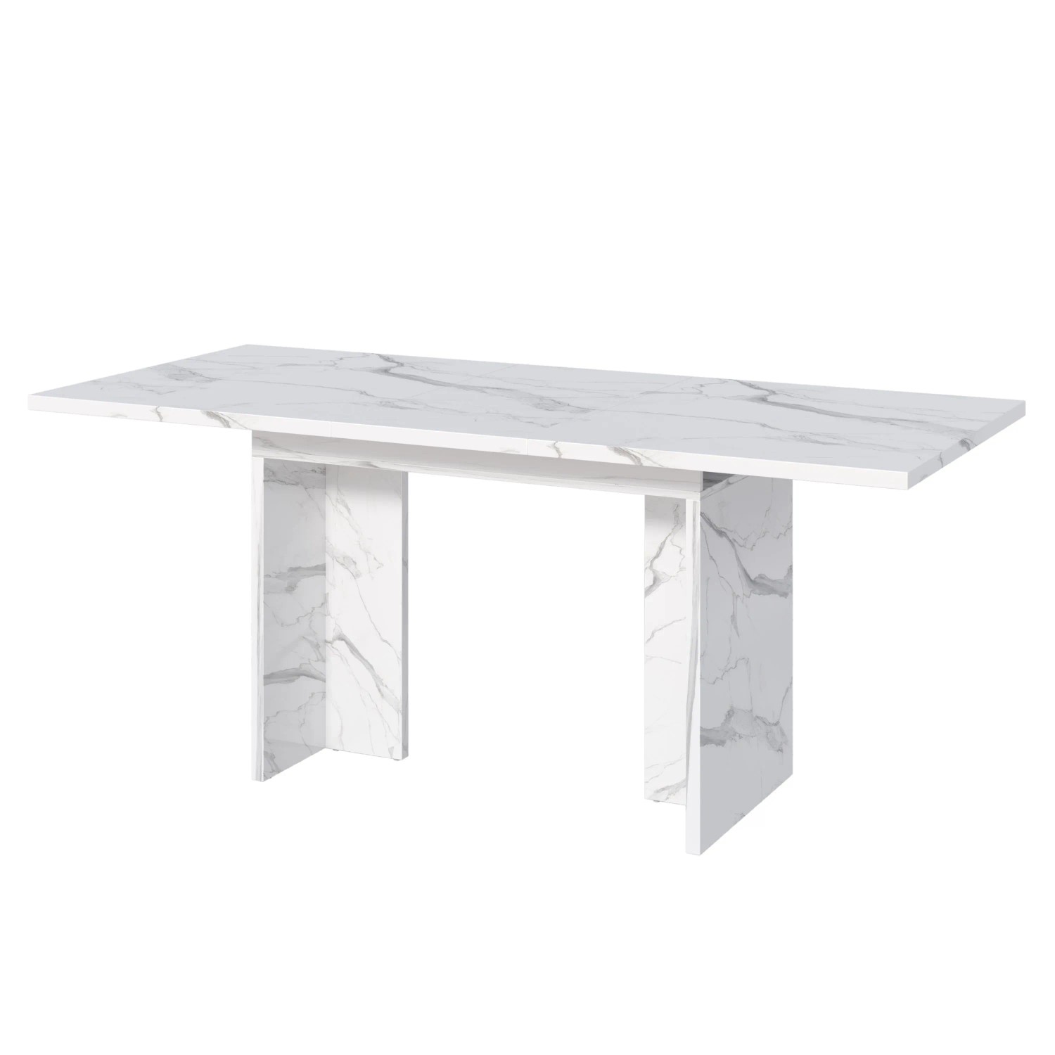 okwish Esstisch Rechteckig/Ausziehbar für Esszimmer/Küche/Wohnzimmer 140/180 × 80 cm Weiß