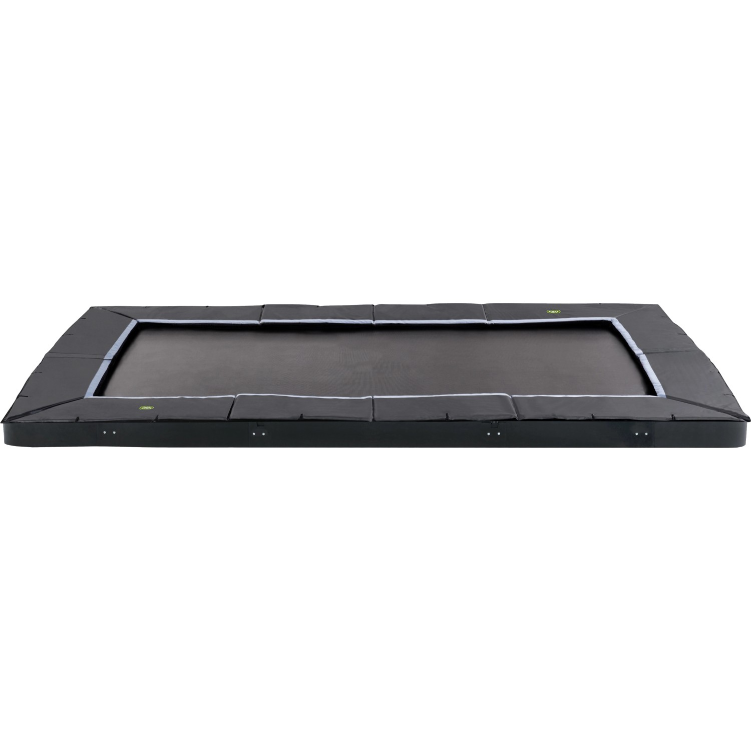 Schwarzes Exit Toys Dynamic Sports Bodentrampolin, 244x427 cm, ohne Netz.