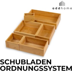addhome 6er Set Bambus Schubladen Organizer Individuelle Boxen inkl. Pads
