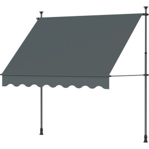 Anthrazitfarbene Klemmmarkise 2,95 m x 1,5 m für Balkon oder Terrasse.