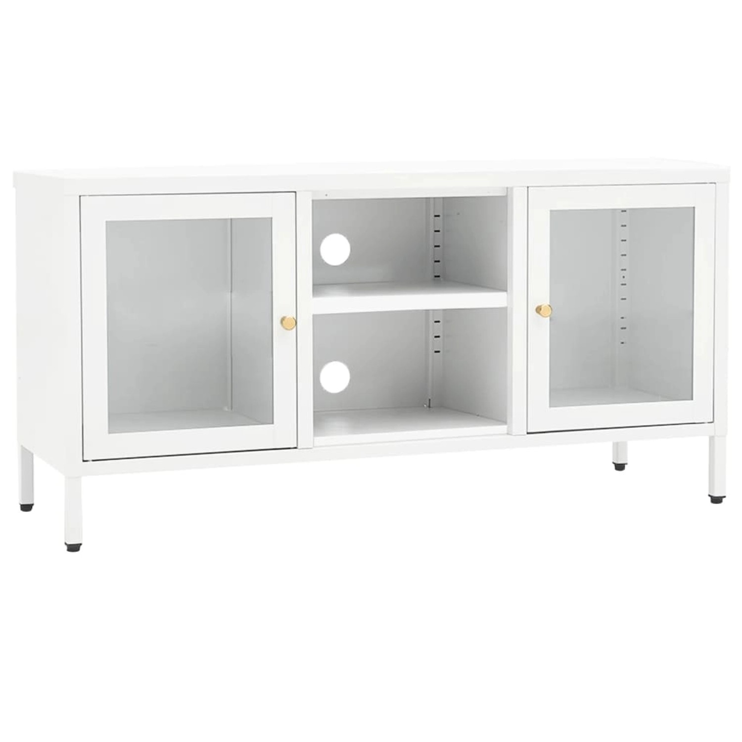 vidaXL TV-Schrank Weiß 105x35x52 cm Stahl und Glas 336059