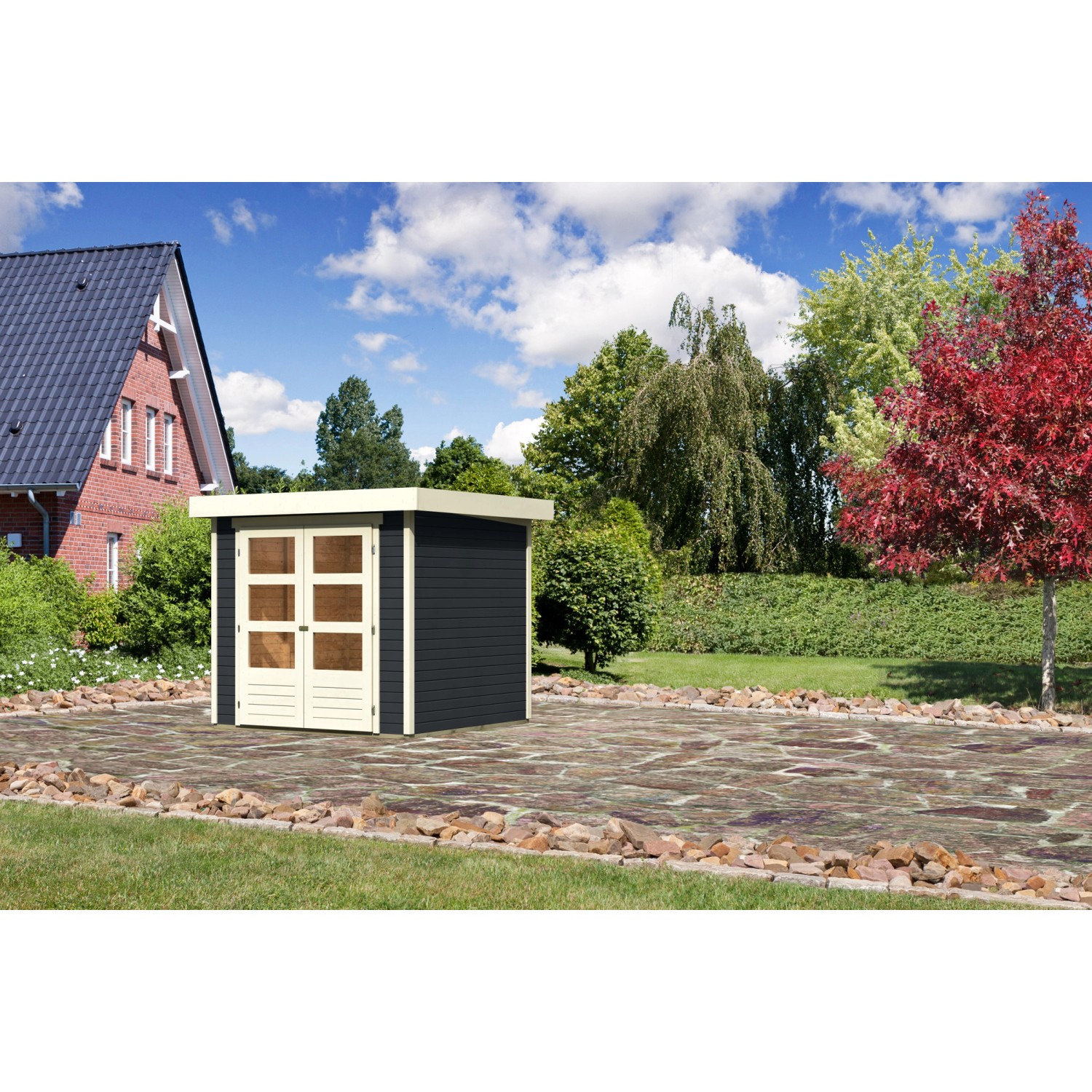 Karibu Gartenhaus Boras 2 Anthrazit 213 cm x 217 cm günstig online kaufen