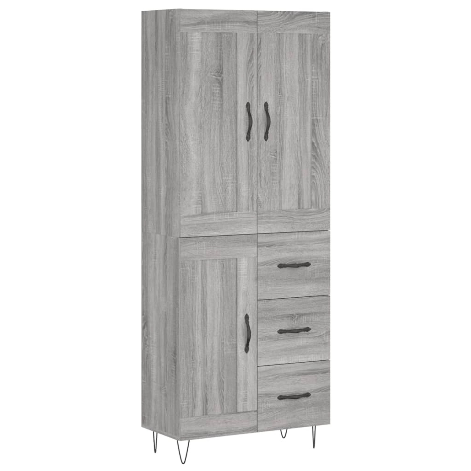 vidaXL Highboard Grau Sonoma 69,5x34x180 cm Holzwerkstoff 3200039 günstig online kaufen