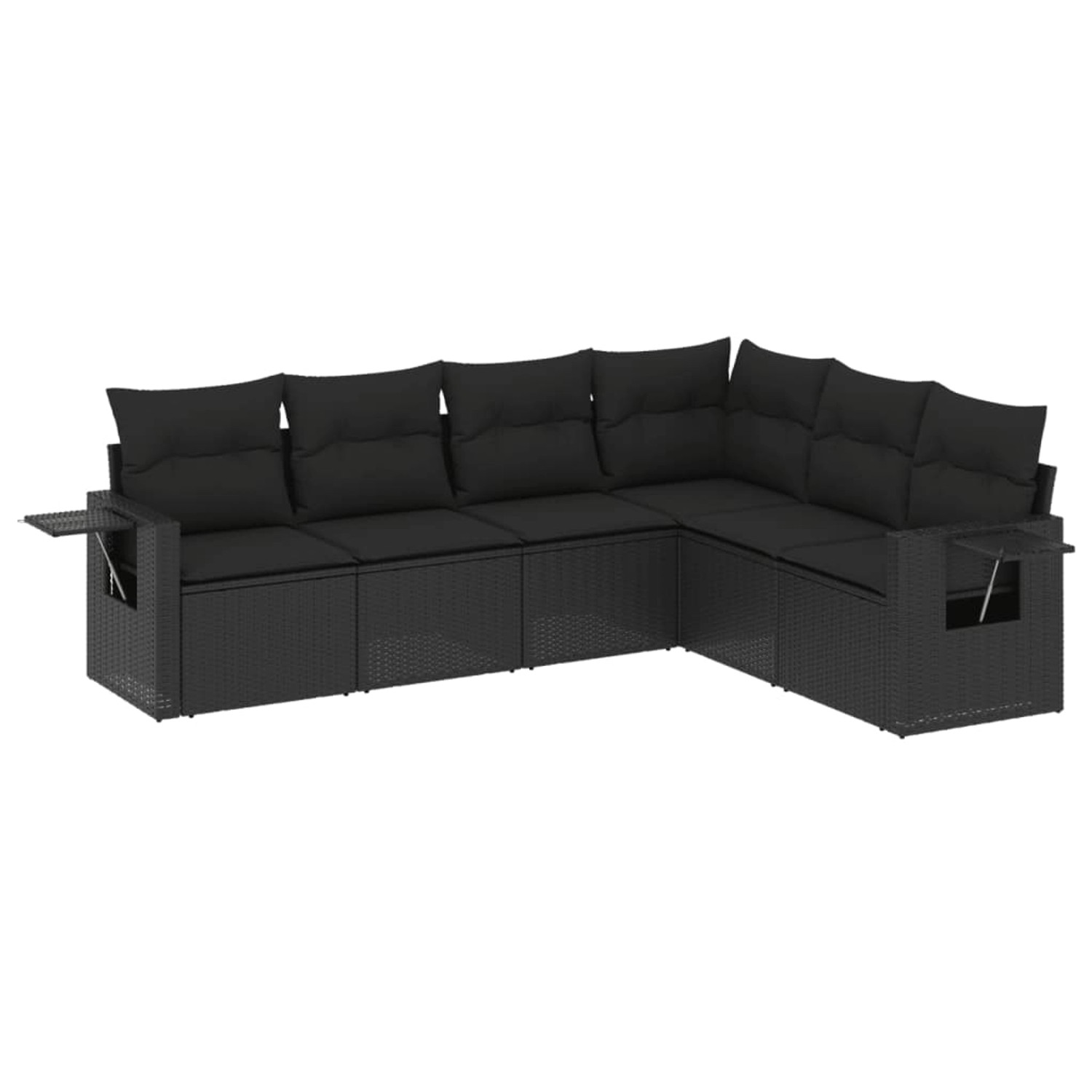 vidaXL 6-Tlg Garten-Sofagarnitur mit Kissen Schwarz Poly Rattan 3220204 günstig online kaufen