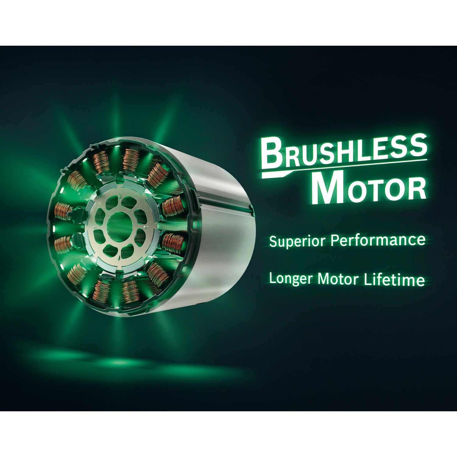 Detailaufnahme: Bürstenloser Motor des Bosch Akku-Schlagbohrschraubers Universalimpact 18V-60.