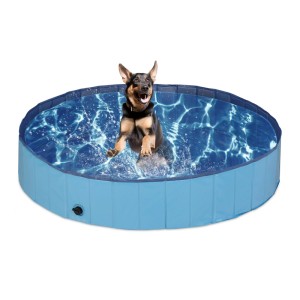 Relaxdays Hundepool Kunststoff Blau Faltbar 30 cm x 160 cm 4,9 kg