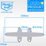 Toldoro Klampe, 150mm, Edelstahl V4A, 4 Bohrungen, Bootsklampe für Festmacher.