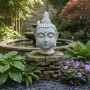 Relaxdays Buddha Kopf XXL Polyresin Beigegrau Wetterfest 78 cm x 45 cm x 39 cm_2