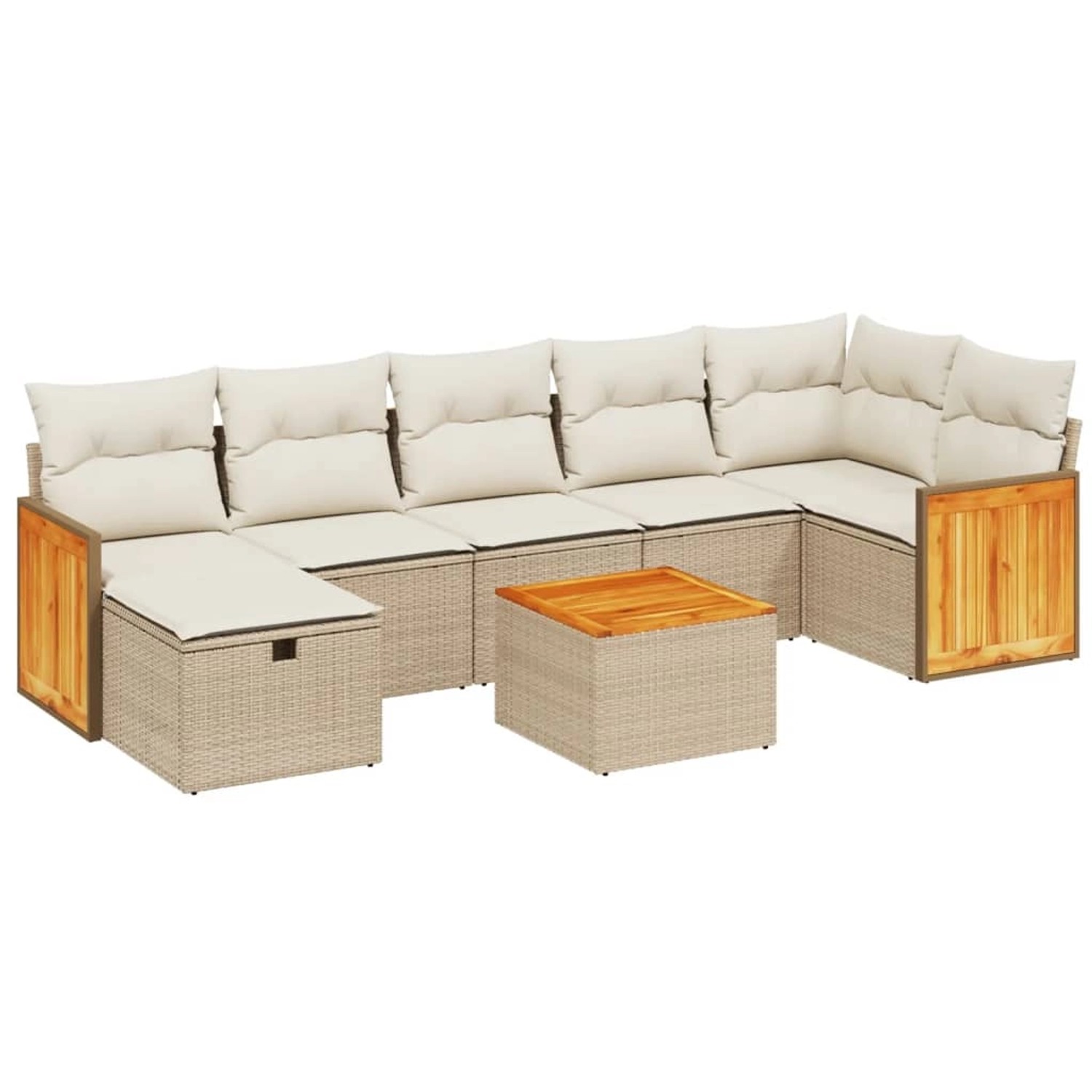 vidaXL 8-Tlg Garten-Sofagarnitur mit Kissen Beige Poly Rattan 3265755