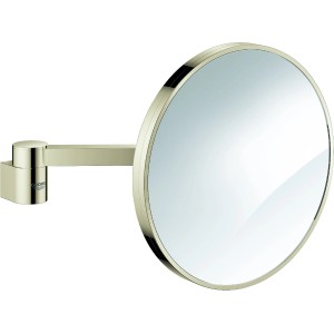 Grohe Kosmetikspiegel Selection in Nickel, runder Wandspiegel mit 7-fach Vergrößerung.