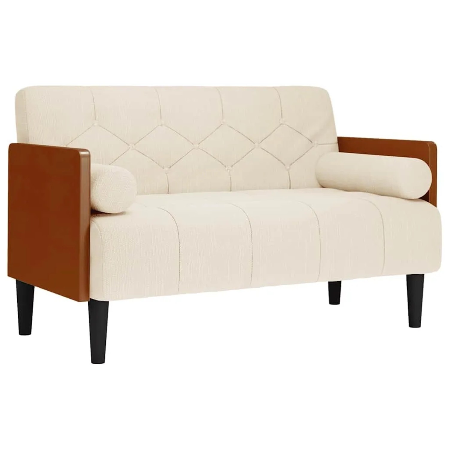 vidaXL Zweisitzer-Sofa mit Nackenrollen 110 cm Leinen 4100606 günstig online kaufen