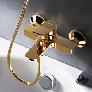 AM.PM X-Joy Wannenarmatur Aufputz in Gold mit Brauseanschluss.