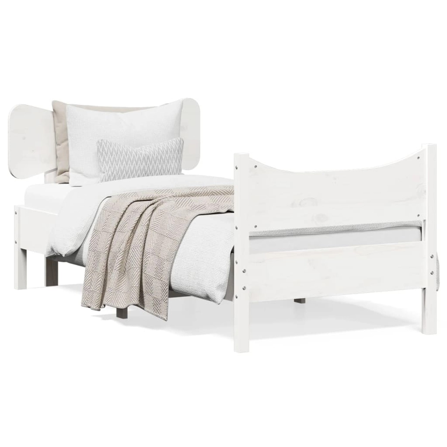 vidaXL Massivholzbett ohne Matratze Weiß 90x200 cm Kiefernholz 3216391 günstig online kaufen