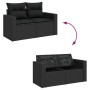 Schwarze 4-tlg. vidaXL Garten-Sofagarnitur aus Rattan mit Kissen und Stauraum.