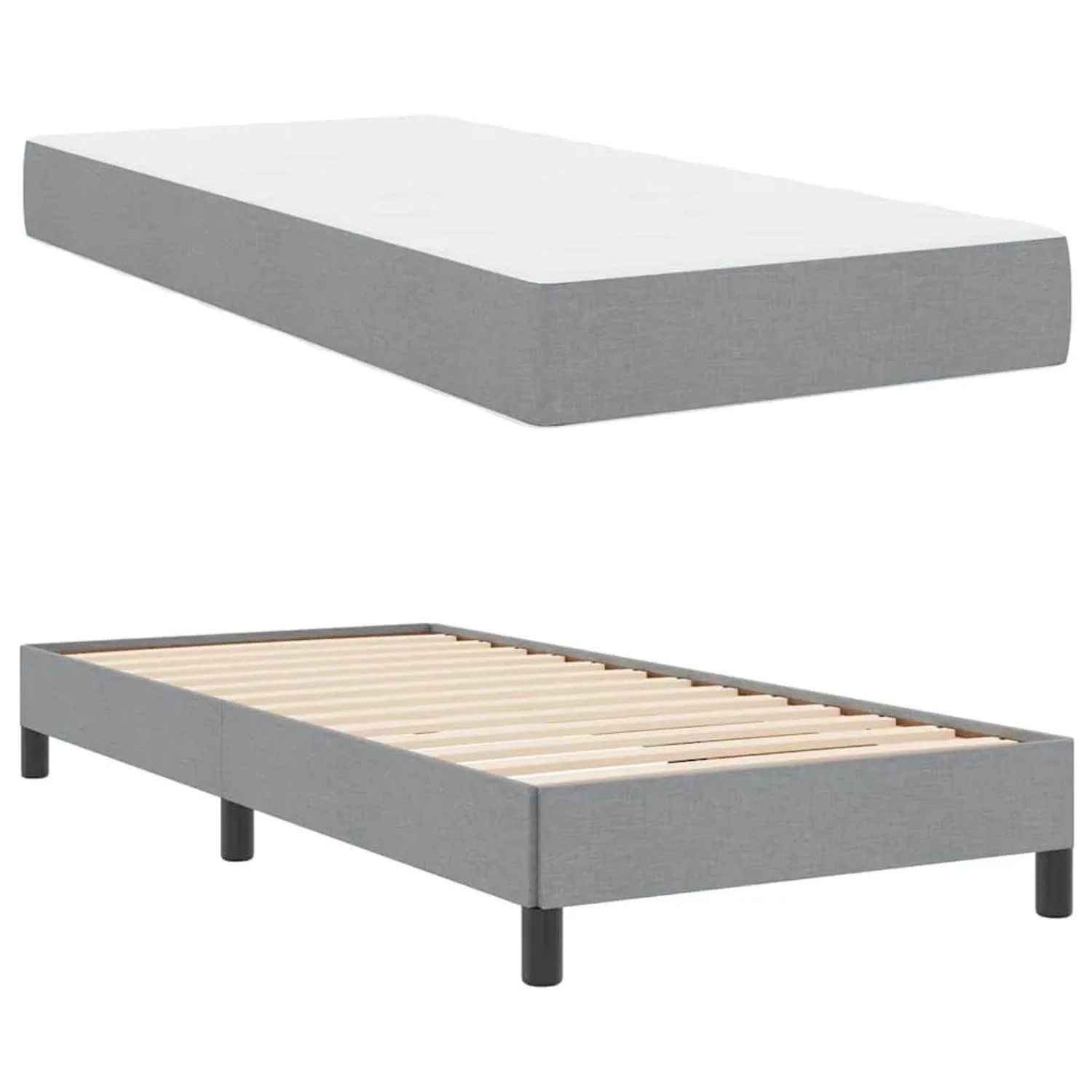 vidaXL Boxspringbett mit Matratze Hellgrau 90 x 190 cm Stoff 3398451 günstig online kaufen