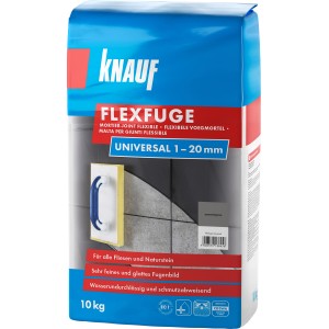 Knauf Flexfuge Universal Zementgrau 10kg, flexibler Fugenmörtel für Fliesen und Naturstein.