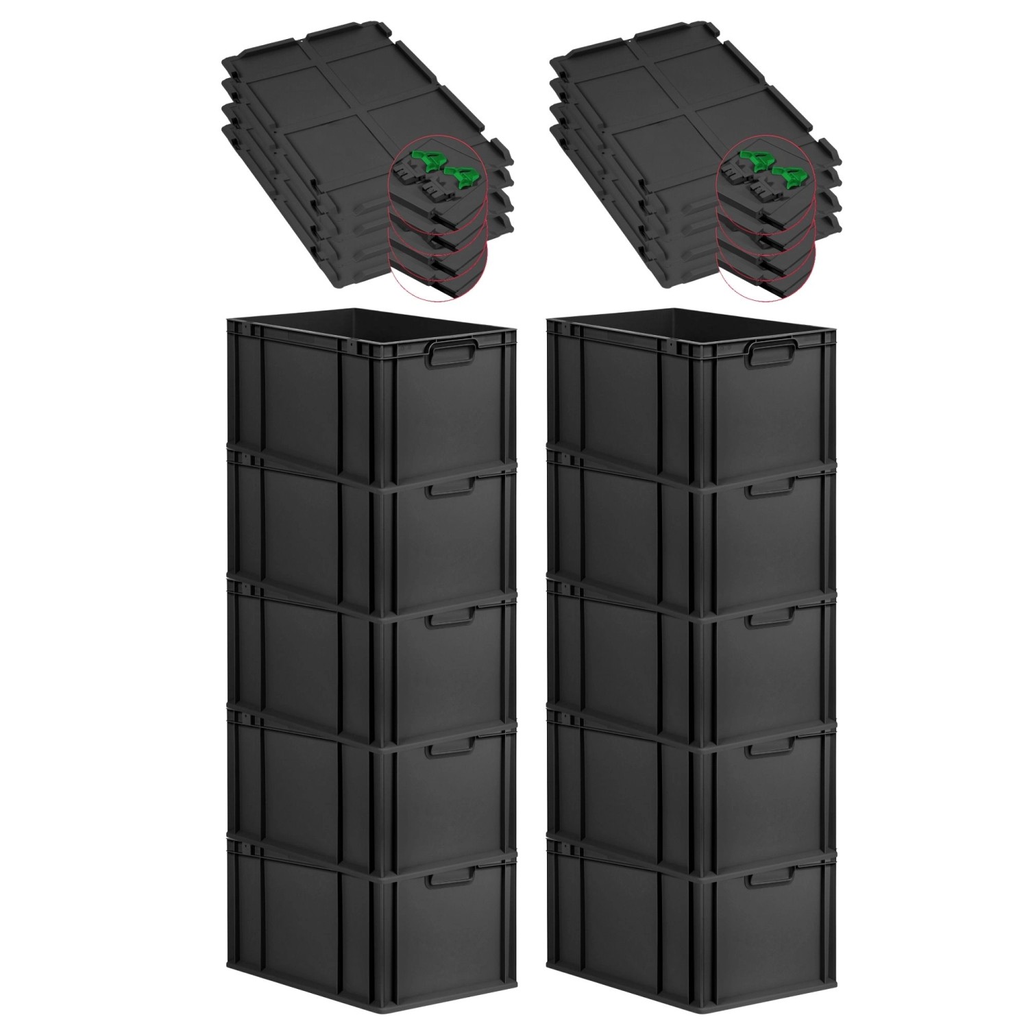 PROREGAL SuperSparSet 10x Eurobox Nextgen Grip Mit Scharnierdeckel Und Grün günstig online kaufen