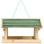 VidaXL Vogelfutterhaus aus Holz zum Aufhängen, mit grünem Dach und Futterplattform.